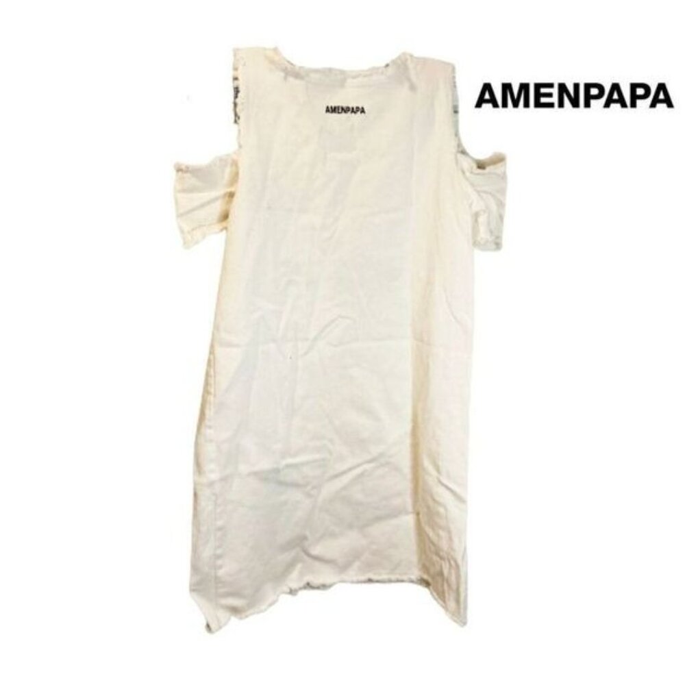 AMENPAPA Women's Casual Cold Shoulder Short Sleeve Love is Patient Print dress - Picture 2 of 5